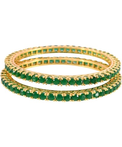 CZ Zirconia Gold Tone Red Green Blue Bollywood Wedding Indian Bangles Jewelry Women Green 2.8 Inches $13.23 Bracelets