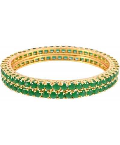 CZ Zirconia Gold Tone Red Green Blue Bollywood Wedding Indian Bangles Jewelry Women Green 2.8 Inches $13.23 Bracelets