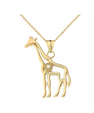 Fine 14k Yellow Gold Diamond Giraffe Outline Charm Pendant Necklace 16.0 Inches $96.59 Necklaces