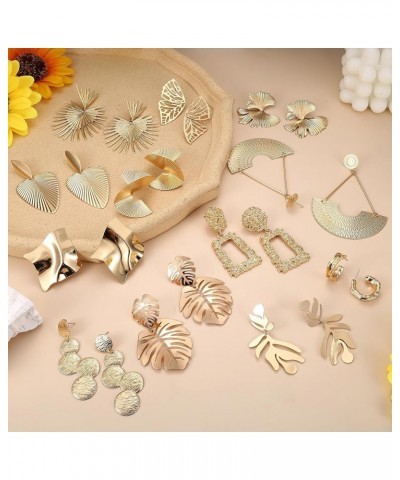 12 Pairs Gold Statement Earrings Set for Women Gold Dangle Geometric Earrings Trendy Fashion Earrings Gold Jewelry Earring Gi...