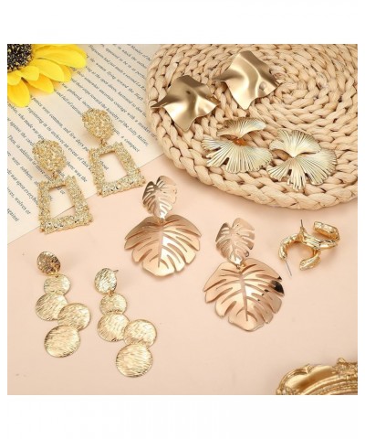 12 Pairs Gold Statement Earrings Set for Women Gold Dangle Geometric Earrings Trendy Fashion Earrings Gold Jewelry Earring Gi...