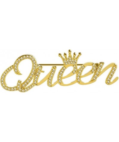 Queen Crown Brooch Pins for Women Girls Party Fashion Feminist Rhinestone Crystal Lapel Pin Accessories Golden $6.23 Brooches...