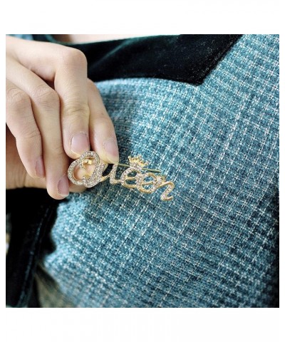 Queen Crown Brooch Pins for Women Girls Party Fashion Feminist Rhinestone Crystal Lapel Pin Accessories Golden $6.23 Brooches...