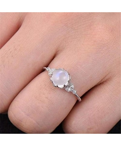 925 Silver Moonstone Ring Fire Opal Diamond Ring Transparent Elegant Moonstone Engagement Cocktail Party Wedding Band Rings (...