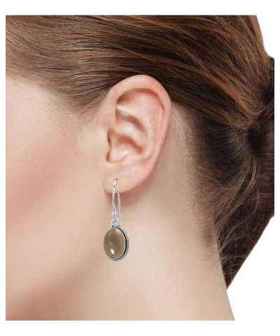 925 Sterling Silver Handmade Dangle Earring for Women Oval Gemstone Costume Silver Jewelry for Gift (98531_E) Smoky Topaz $23...