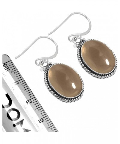 925 Sterling Silver Handmade Dangle Earring for Women Oval Gemstone Costume Silver Jewelry for Gift (98531_E) Smoky Topaz $23...