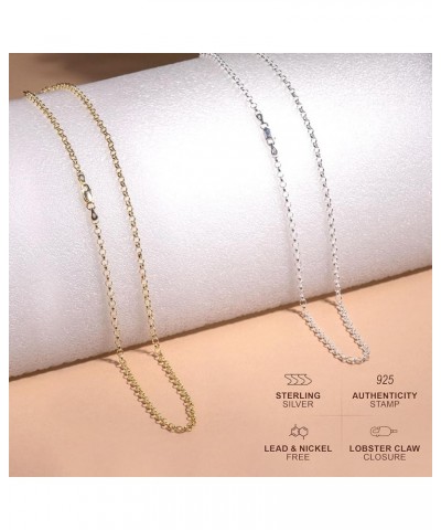 925 Sterling Silver Nickel-Free 3.2MM Rolo Round Cable Link Chain - Yellow or Silver 22 Yellow $19.81 Necklaces