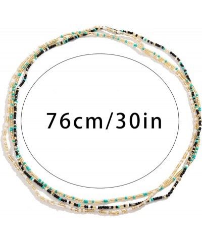 3Pcs Multilayer Boho Coloful Beads Waist Chain Jewelry Elastic Beaded Belly Chain Necklace Summer Beach Bikini Sexy Seed Bead...