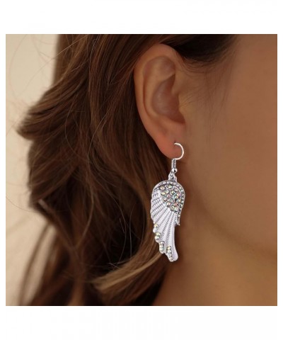 Angel Wing Earrings for Women Blue Angel Wings Drop Earrings White Wing Dangling Earrings Purple Rhinestone Dangle Earrings C...