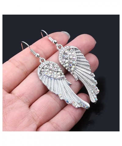 Angel Wing Earrings for Women Blue Angel Wings Drop Earrings White Wing Dangling Earrings Purple Rhinestone Dangle Earrings C...