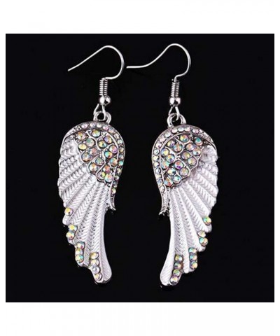 Angel Wing Earrings for Women Blue Angel Wings Drop Earrings White Wing Dangling Earrings Purple Rhinestone Dangle Earrings C...