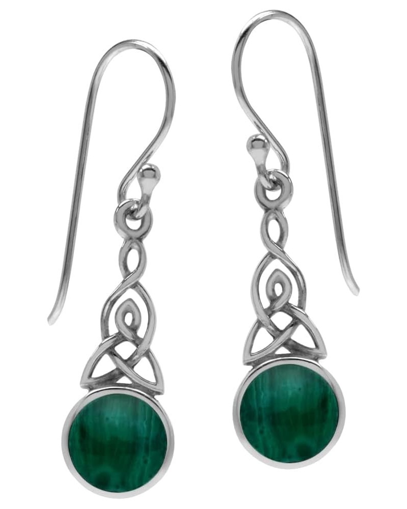 6MM Created Round Shape Green Malachite 925 Sterling Silver Triquetra Celtic Knot Dangle Hook Earrings Jewelry for Women $11....