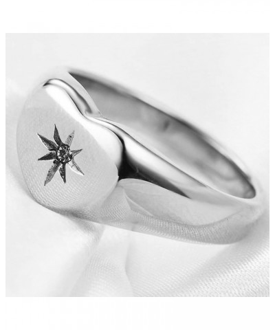 Stainless Steel Heart Shaped Signet Sunshine Wedding Statement Promise Holiday Party Ring Silver $6.88 Rings