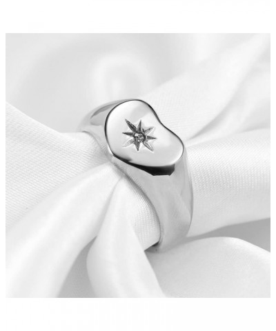 Stainless Steel Heart Shaped Signet Sunshine Wedding Statement Promise Holiday Party Ring Silver $6.88 Rings