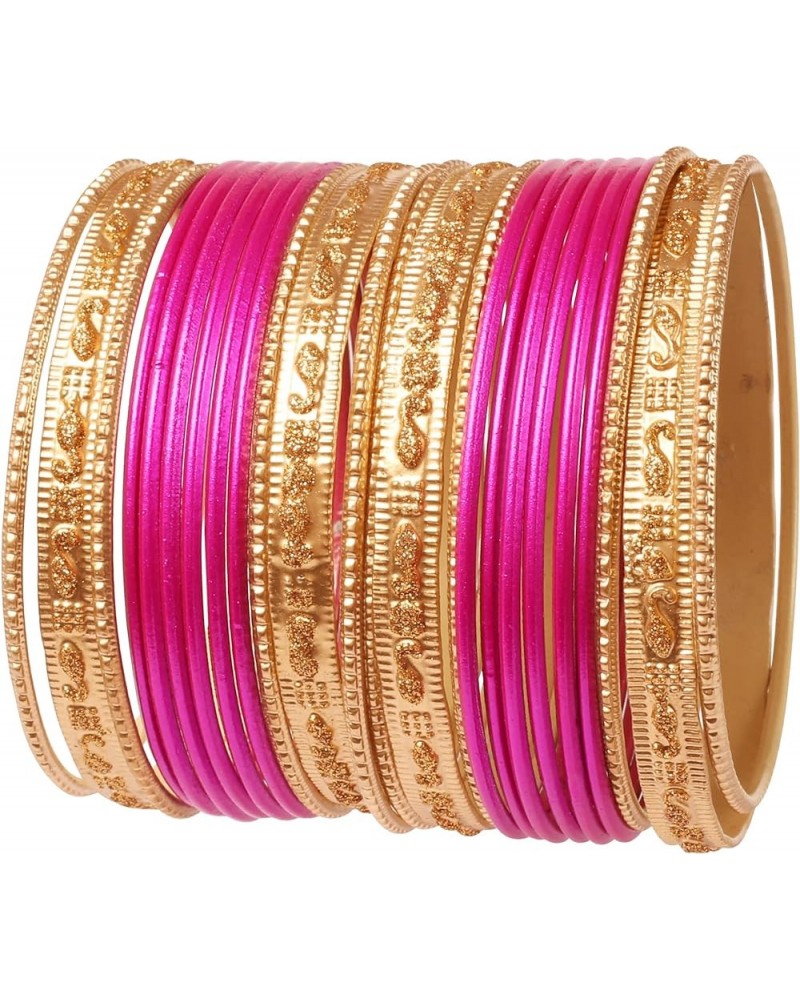 Colorful 2 Dozen Bangle Collection Indian Bollywood Alloy Designer Jewelry Special Large Size Bangle Bracelets Set of 24 In G...