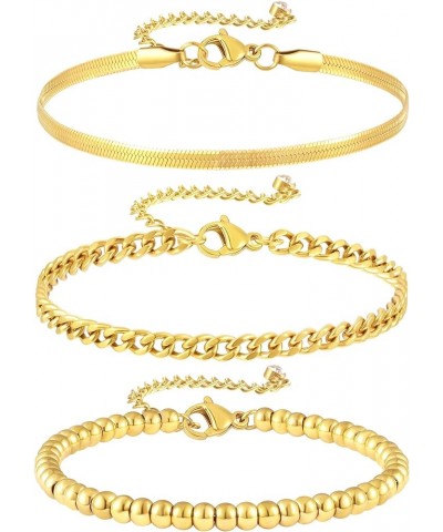 Gold Bracelets Waterproof, 18K Real Gold Plated Bracelet Jewelry Sets Trendy Thin Dainty Stackable Cuban Link Paperclip Chain...