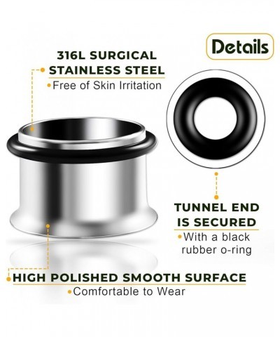 Pair of 316L Surgical Steel Single Flared Piercing Jewelry Stretcher Ear Plugs Earring Lobe O-ring flesh Tunnel B08 2Pcs 3/4 ...