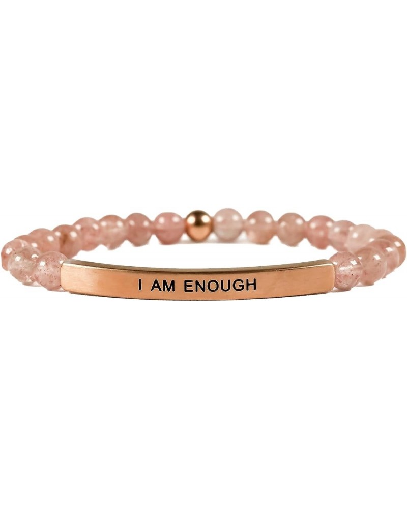 Hope Collection Unisex Stretchable Bracelets (I AM ENOUGH) Pink Quartz $14.08 Others