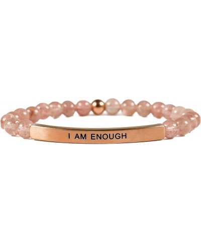 Hope Collection Unisex Stretchable Bracelets (I AM ENOUGH) Pink Quartz $14.08 Others