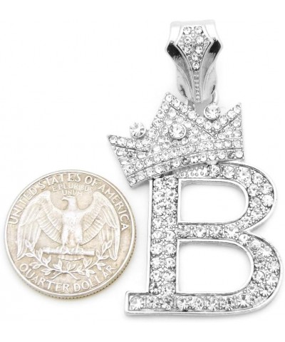 King Crown Alphabet Initial Pendant 3mm 24 inches Cuban Chain Necklace in Gold, Silver Tone B - Silver $13.80 Necklaces