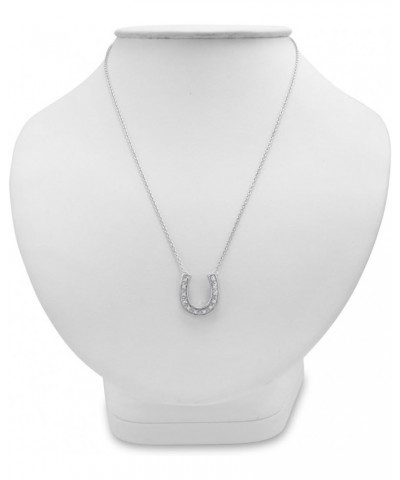 Real Diamond Horseshoe Necklace for Women in Sterling Silver| 16 inch or 18 inch |1/10 Carat Total Weight |Real Diamond Neckl...