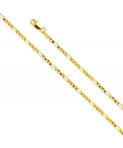 14k REAL Yellow Gold Solid 2.5mm Figaro Chain Necklace with Lobster Claw Clasp 22 Inches $90.88 Necklaces