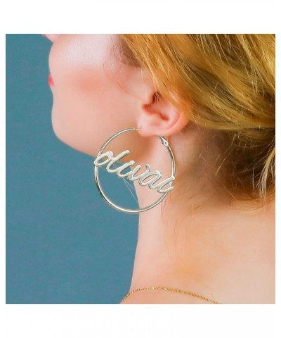 Personalized Name Hoop Earrings 18K Gold Plated Big Hoop Earrings Name Stud Earring for Women Fashion Jewelry Gift 4PC Olivia...