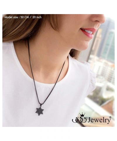 Stainless Steel Patterned Star of David Necklace for Men & Women, 16-24 Inch Box Chain Black 24 Inches $10.00 Necklaces