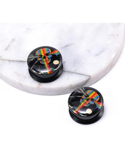 1 Pair Acrylic Solid Screw On Ear Plugs Tunnels Allergy Free 2g- 1 Inch Stretcher Steampunk Graffiti Pattern Color Painting F...