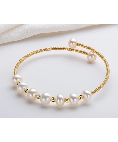 Pearl Bangle Freshwater Cultured Pearl Open Cuff Bangle Bracelets Jewelry Gifts for Women Style3 $17.59 Bracelets