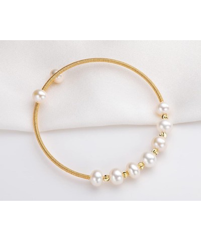 Pearl Bangle Freshwater Cultured Pearl Open Cuff Bangle Bracelets Jewelry Gifts for Women Style3 $17.59 Bracelets