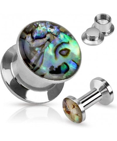 Shell Inlay Top Double Flared Screw Fit Plug 316L Surgical Steel 1/2" (12mm) $11.12 Body Jewelry