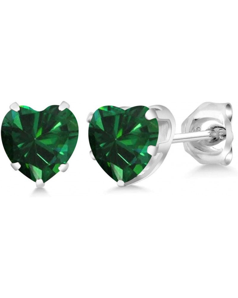 1.00 Ct Heart Shape 5mm Green Simulated Emerald 925 Silver Stud Earrings $34.19 Earrings