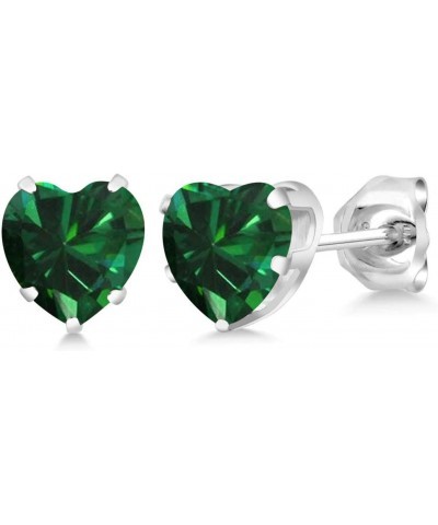 1.00 Ct Heart Shape 5mm Green Simulated Emerald 925 Silver Stud Earrings $34.19 Earrings