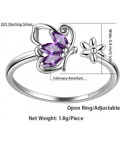 925 Sterling Silver Birthstone Butterfly Jewelry Women Crystal Animal Cute Butterflies Birthday Necklace/Earring/Ring/Bracele...