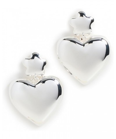 Women's Puffy Heart Statement Earrings Polished Silver $24.60 Earrings