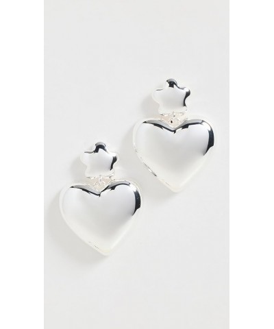 Women's Puffy Heart Statement Earrings Polished Silver $24.60 Earrings