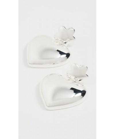 Women's Puffy Heart Statement Earrings Polished Silver $24.60 Earrings