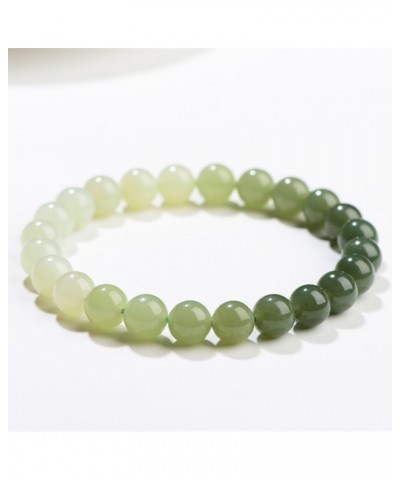 Exquisite Elegant Hetian Jade Gradient Bracelet, Natural Green Jade Beaded Bracelet, Auspicious Jewellery Gift,8mm 6mm $26.98...