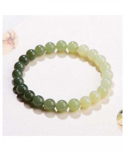 Exquisite Elegant Hetian Jade Gradient Bracelet, Natural Green Jade Beaded Bracelet, Auspicious Jewellery Gift,8mm 6mm $26.98...