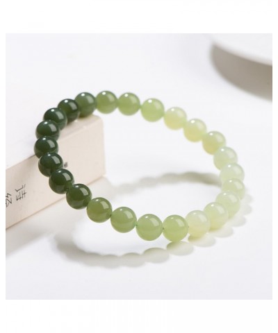 Exquisite Elegant Hetian Jade Gradient Bracelet, Natural Green Jade Beaded Bracelet, Auspicious Jewellery Gift,8mm 6mm $26.98...