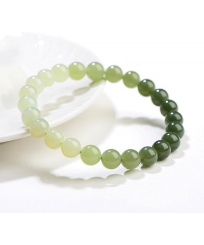 Exquisite Elegant Hetian Jade Gradient Bracelet, Natural Green Jade Beaded Bracelet, Auspicious Jewellery Gift,8mm 6mm $26.98...