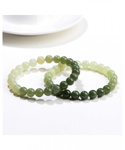 Exquisite Elegant Hetian Jade Gradient Bracelet, Natural Green Jade Beaded Bracelet, Auspicious Jewellery Gift,8mm 6mm $26.98...