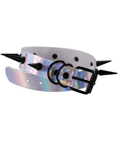 Multicolor Holographic Hologram PU Black-Tone Spikes Rivets Spiked Punk Rock Gothic Collar Choker Necklace Blue $7.94 Necklaces