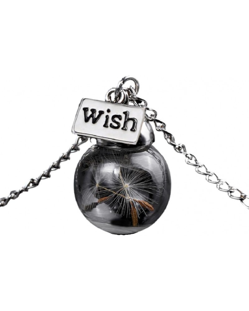 Make a Wish Real Flowers 925 Sterling Silver Necklace Dandelion Necklace Real Dandelion Seed Inlaying Crystal Ball Necklace D...