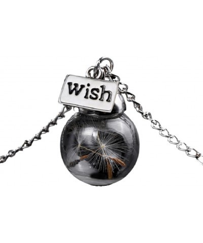 Make a Wish Real Flowers 925 Sterling Silver Necklace Dandelion Necklace Real Dandelion Seed Inlaying Crystal Ball Necklace D...