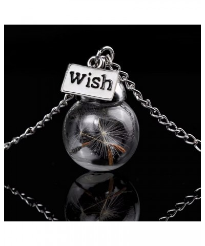 Make a Wish Real Flowers 925 Sterling Silver Necklace Dandelion Necklace Real Dandelion Seed Inlaying Crystal Ball Necklace D...