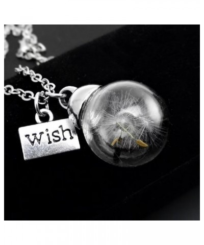 Make a Wish Real Flowers 925 Sterling Silver Necklace Dandelion Necklace Real Dandelion Seed Inlaying Crystal Ball Necklace D...