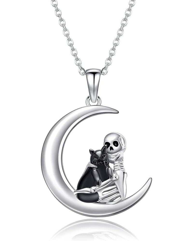 Witch Necklace Sterling Silver Witch/Skull Moon Pendant Halloween Jewelry Gifts for Women Skull $16.34 Necklaces