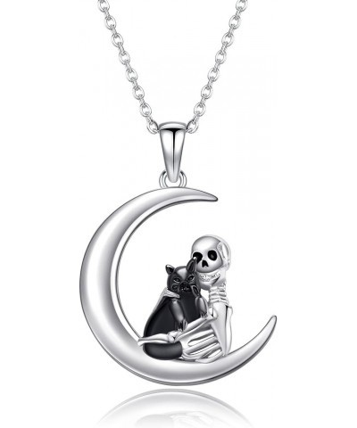 Witch Necklace Sterling Silver Witch/Skull Moon Pendant Halloween Jewelry Gifts for Women Skull $16.34 Necklaces